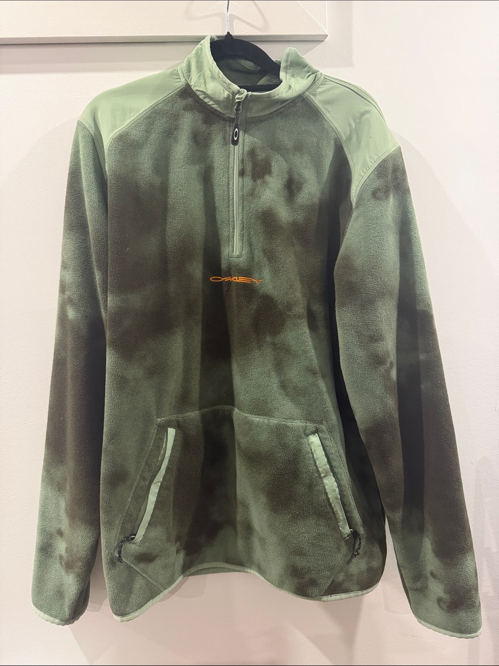 Oakley Men's Olive Green Half-Zip Fleece Pullover with Logo